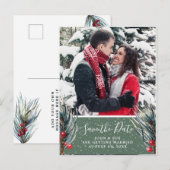 Winterkerstfoto Bewaar de datum briefkaart (Voorkant / Achterkant)