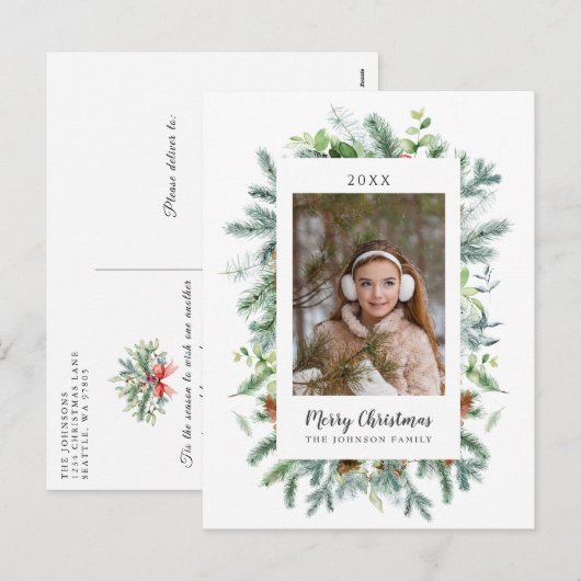 Winterkerstfoto Feestdagenkaart (Voorkant / Achterkant)