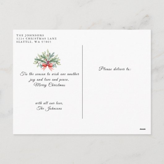 Winterkerstfoto Feestdagenkaart (Achterkant)