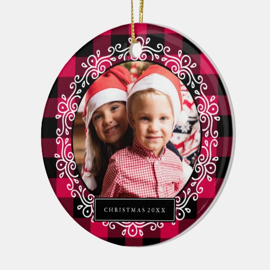 Winterkerstfoto Keramisch Ornament (Links)