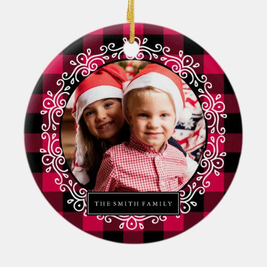 Winterkerstfoto Keramisch Ornament (Achterkant)