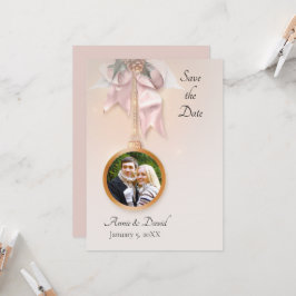 Winterkerstfoto Save the Date Kaart