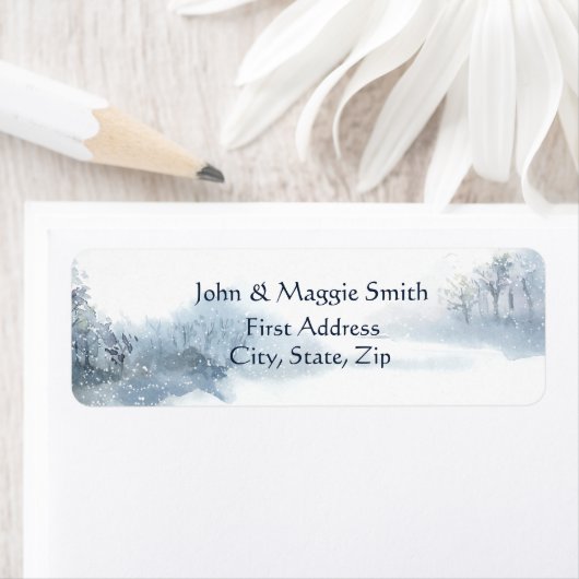 Winterkerstgebergte bomen Landschap sneeuw La Etiket (Insitu)