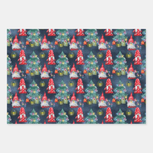 Winterkerstgnomen Inpakpapier Vel (Voorkant 3)