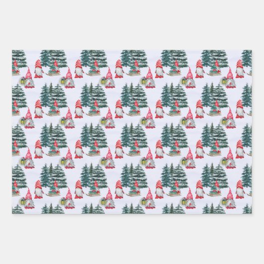 Winterkerstgnomen Inpakpapier Vel (Voorkant)