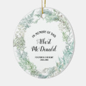 Winterkerstgroen ter nagedachtenis aan papa keramisch ornament (Links)