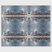 Winterkerstkaars met sneeuw en kopieerruimte cadeaupapier (Vlak)