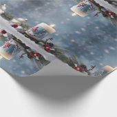 Winterkerstkaars met sneeuw en kopieerruimte cadeaupapier (Hoek)