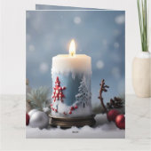 Winterkerstkaars met sneeuw en kopieerruimte kaart (Achterkant)
