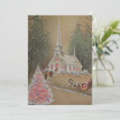  winterkerstkerk feestdagenkaart (Staand voorkant)