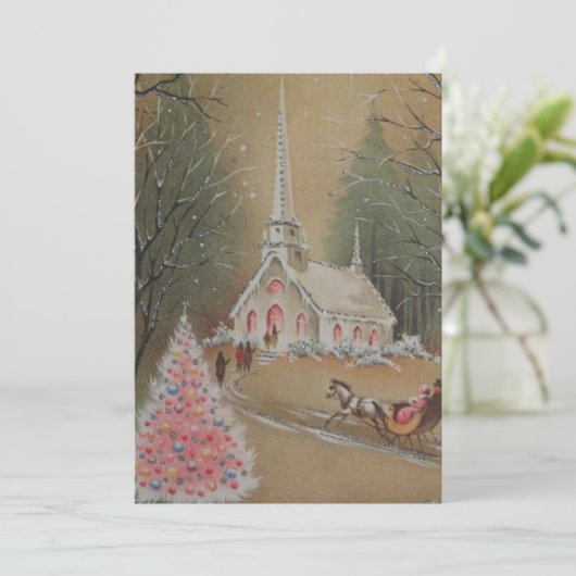  winterkerstkerk feestdagenkaart (Staand voorkant)