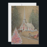 winterkerstkerk feestdagenkaart<br><div class="desc">roze kerstboom en kerkelijke vakantie Kaart.</div>