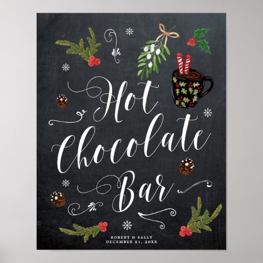 winterkerstkersttjasje met chocoladestaaf poster (Voorkant)