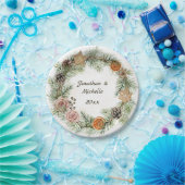 Winterkerstkoekjes, roze rozen, Evergreen Papieren Bordje (Feest)