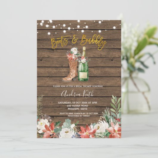 Winterkerstlaarzen en Bubble Vrijgezellenfeest Kaart (Staand voorkant)