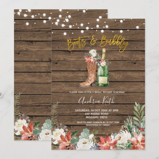 Winterkerstlaarzen en Bubble Vrijgezellenfeest Kaart (Voorkant / Achterkant)