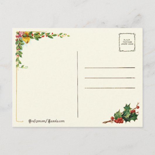  winterkerstman in Golden Sleigh Feestdagenkaart (Achterkant)