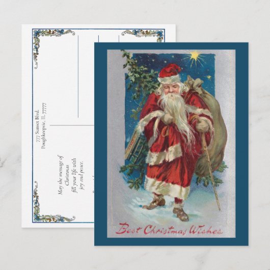  winterkerstman met Cadeaus Briefkaart (Voorkant / Achterkant)