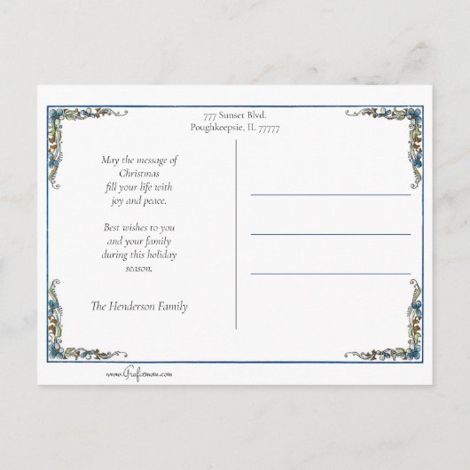  winterkerstman met Cadeaus Briefkaart (Achterkant)