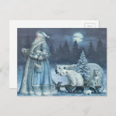  winterKerstman met poolBeren Feestdagenkaart (Voorkant / Achterkant)