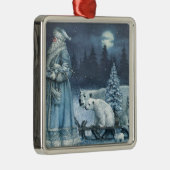  winterKerstman met poolBeren Metalen Ornament (Rechts)