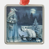  winterKerstman met poolBeren Metalen Ornament (Voorkant)