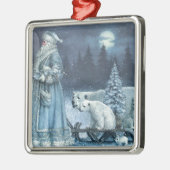  winterKerstman met poolBeren Metalen Ornament (Links)