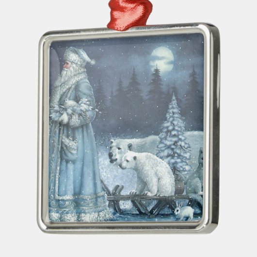  winterKerstman met poolBeren Metalen Ornament (Links)