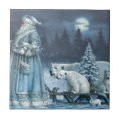 winterKerstman met poolBeren Tegeltje (Voorkant)