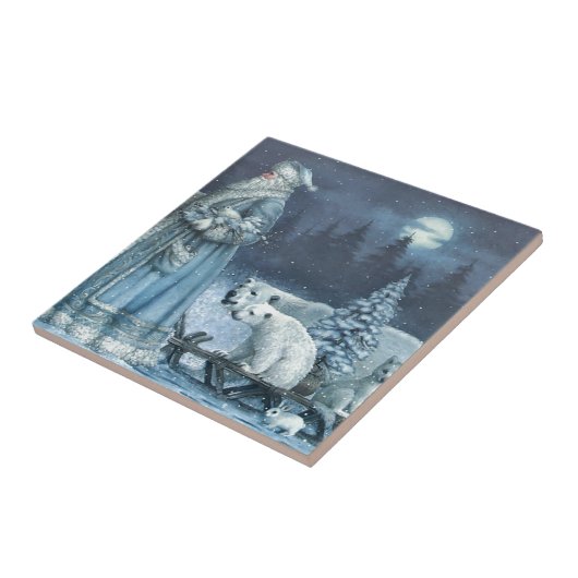 winterKerstman met poolBeren Tegeltje (Zijkant)