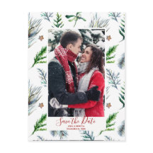 Winterkerstmis Save the Date briefkaart