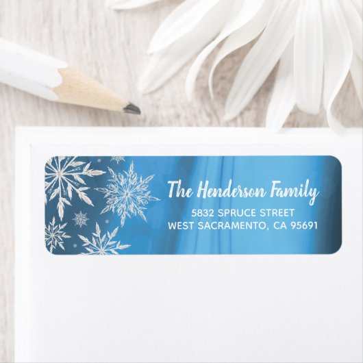 Winterkerstmis Snowflake Return-adres Etiket (Insitu)