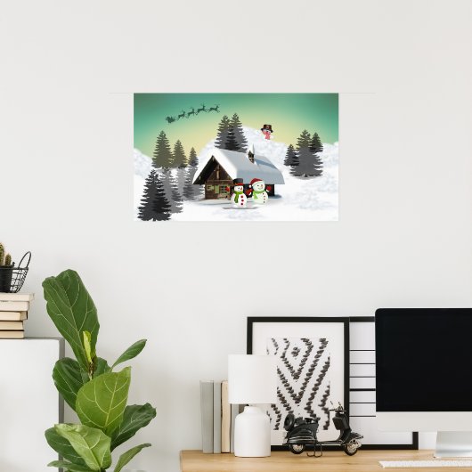 Winterkerstontwerp Poster (Thuiskantoor)