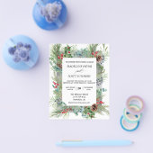Winterkerstpine Waterverf Lijst bruiloft Flyer (Enkel)