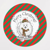Winterkerstpommeren (wit) Dog Scarf Snow Labels (Design 2)