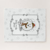 Winterkerstpommern (witte hond) legpuzzel (Horizontaal)