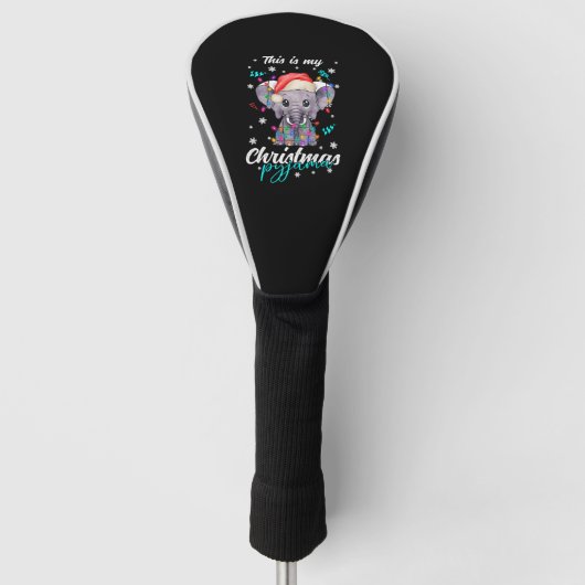 Winterkerstpyjama olifant golfheadcover (Voorkant)