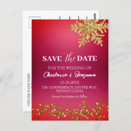 Winterkerstrood huwelijk sparen de datum briefkaart