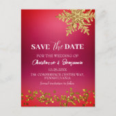 Winterkerstrood huwelijk sparen de datum briefkaart (Voorkant)