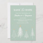 Winterkerstsage Green Save the Date Weddenschap (Voorkant)