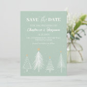 Winterkerstsage Green Save the Date Weddenschap (Staand voorkant)