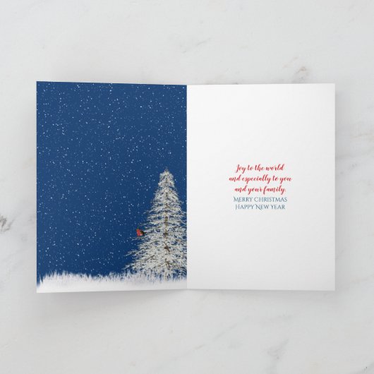 Winterkerstscène met JOY Dove Feestdagen Kaart (Binnen)