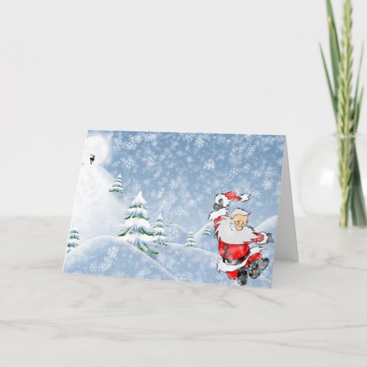 Winterkerstscene Xmas Holiday Santa Claus Feestdagen Kaart (Voorkant)