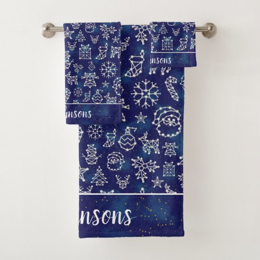 Winterkerstseizoen Sason Constellations Familienaa Bad Handdoek (Insitu)