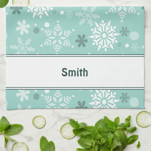 Winterkerstseizoen Turquoise-Blue Theedoek (Gevouwen)