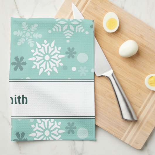 Winterkerstseizoen Turquoise-Blue Theedoek (Quarter Fold)