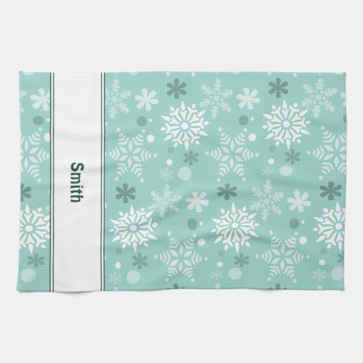 Winterkerstseizoen Turquoise-Blue Theedoek (Horizontaal)