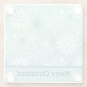 Winterkerstseizoennaam Turquoise-Blue Glazen Onderzetter (Achterkant)