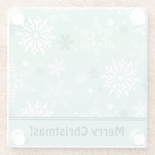 Winterkerstseizoennaam Turquoise-Blue Glazen Onderzetter (Achterkant)