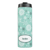 Winterkerstseizoennaam Turquoise-Blue Thermosbeker (Voorkant)